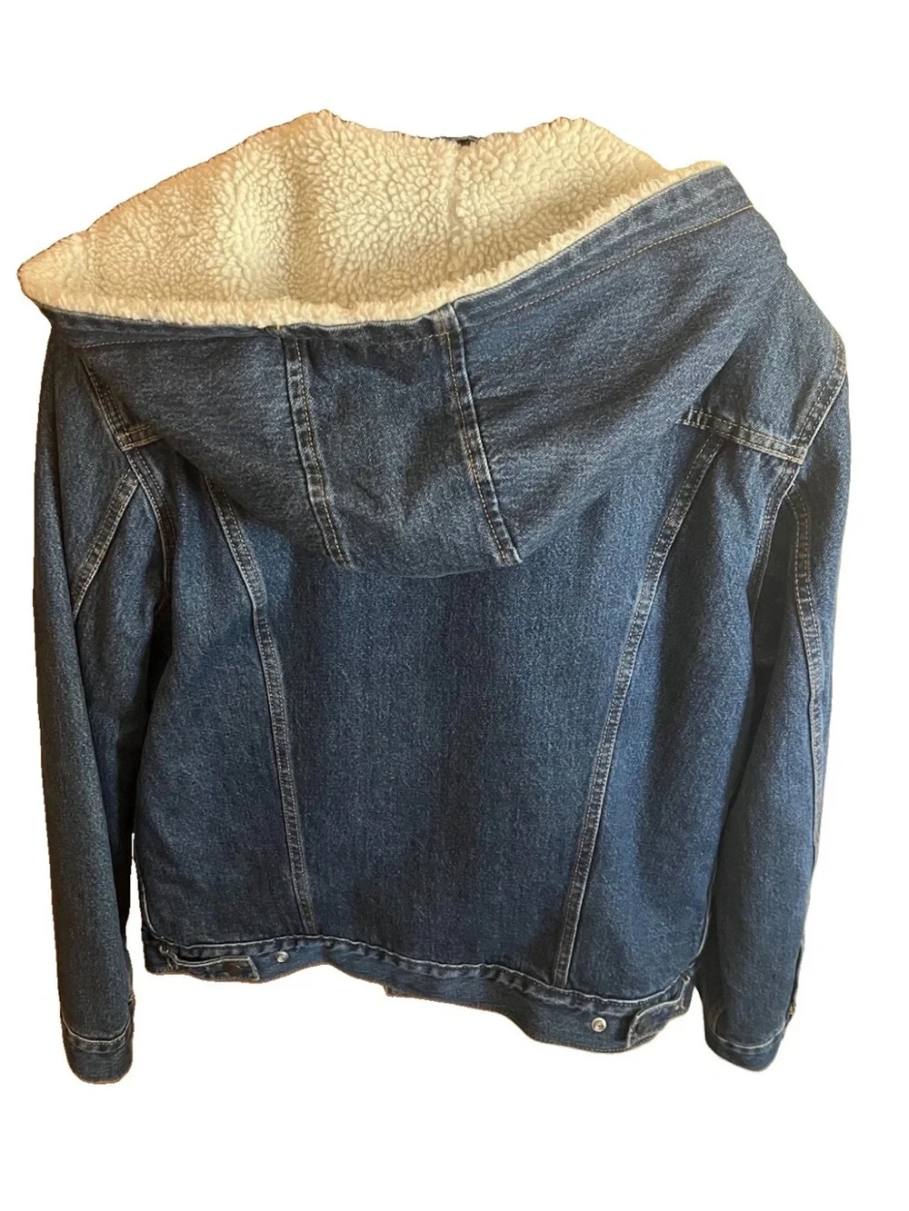 Levi's Sherpa Hooded Denim Jacket Mens Medium Blue Trucker 85244-0000 EUC